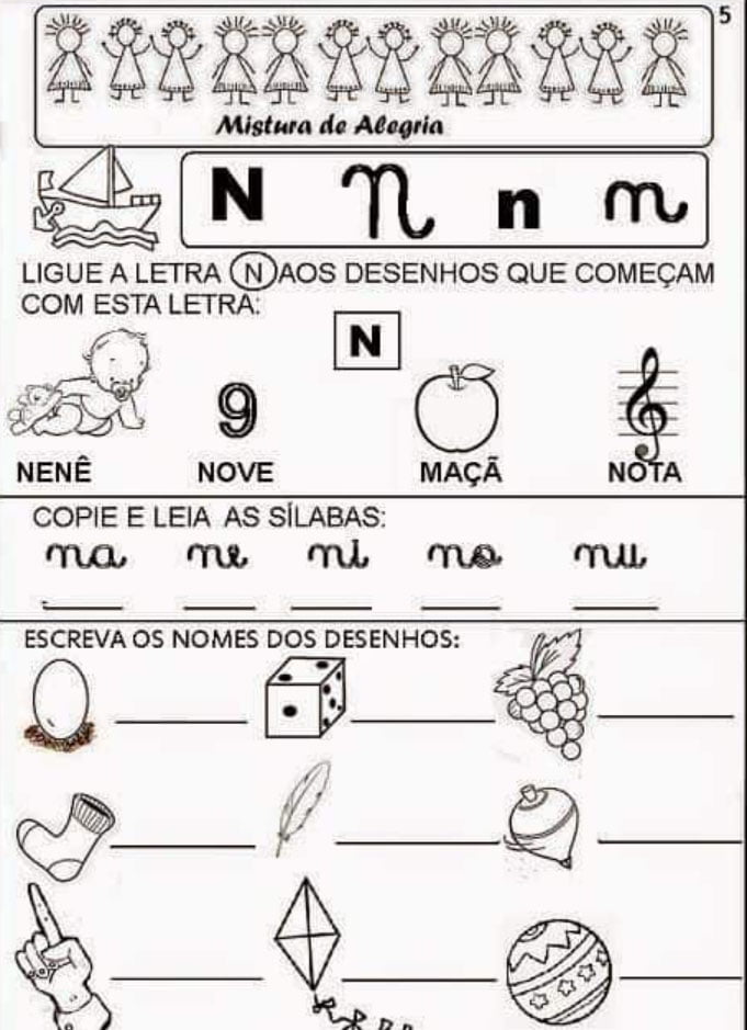 exercicios letra N atividades pedagógicas