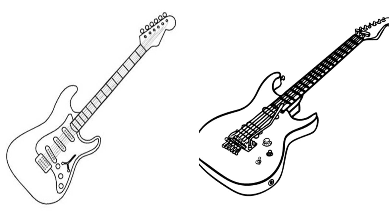 guitarra para colorir desenho imprimir