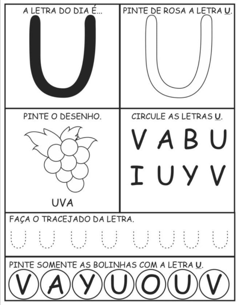 letra u exercicio atividade infantil