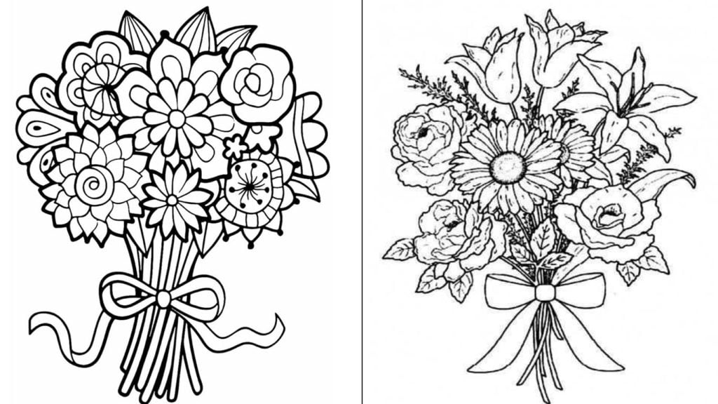 Buque de flores para colorir imprimir