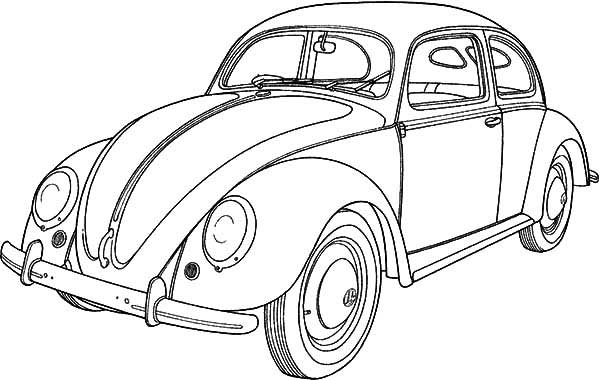 Desenho de Fusca para colorir