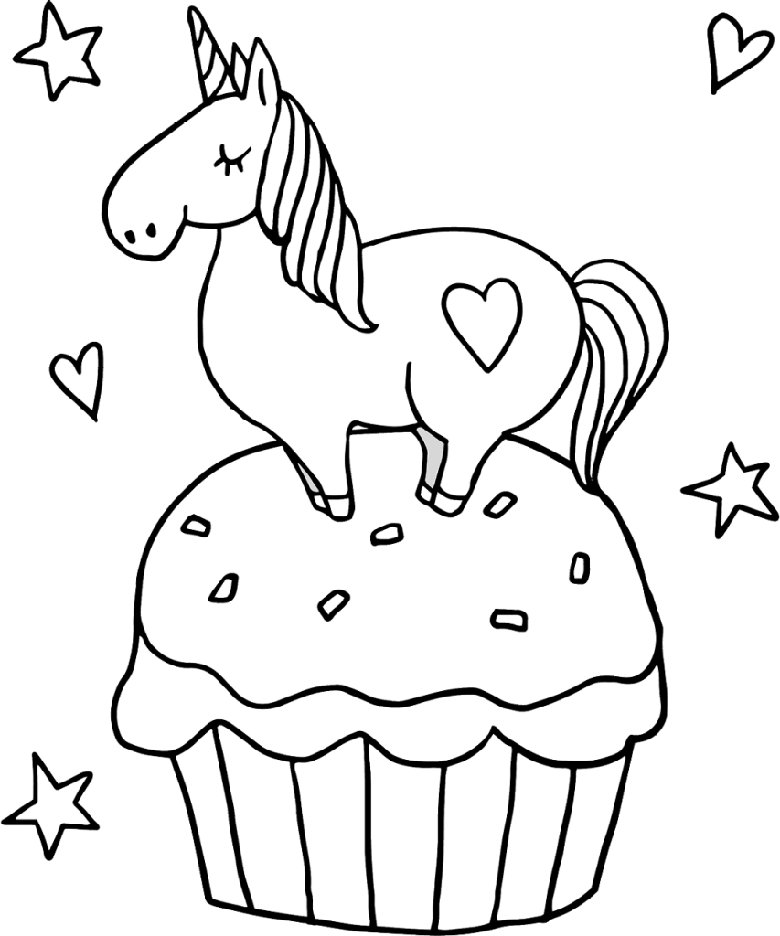 Desenho-de-cupcake-para-colorir-unicornio