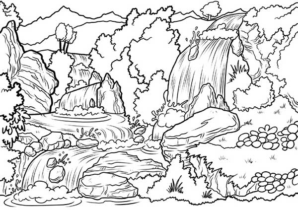 Desenho de paisagem natural desenhar