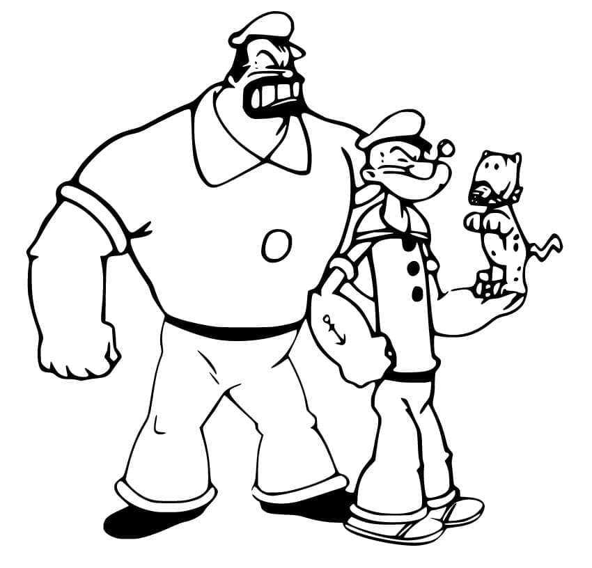 Popeye e brutus para colorir