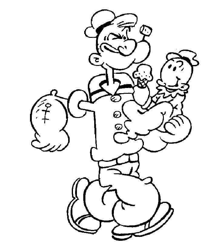 Popeye e gugu para colorir e imprimir