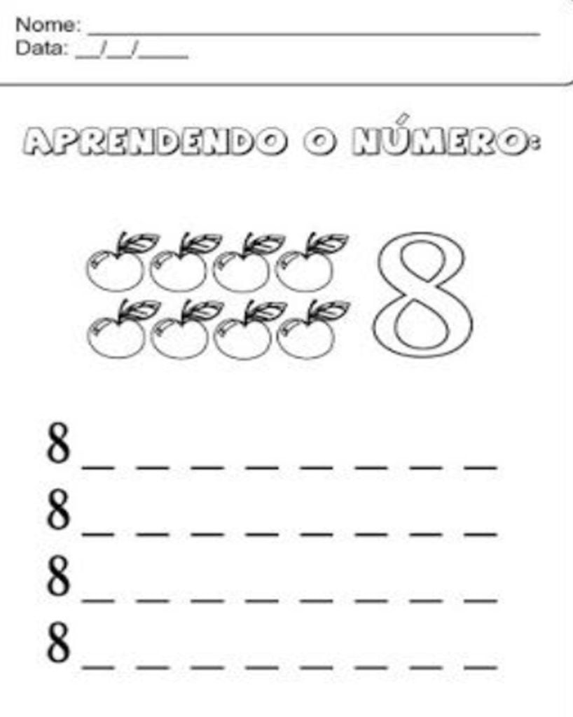 aprendendo o numero 8 atividade