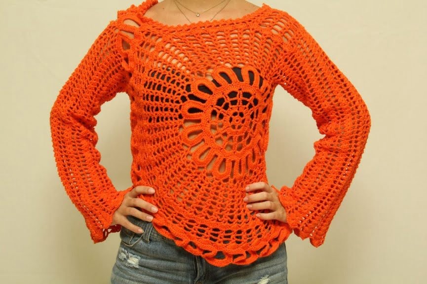 blusa-de-croche-manga-longa-laranja