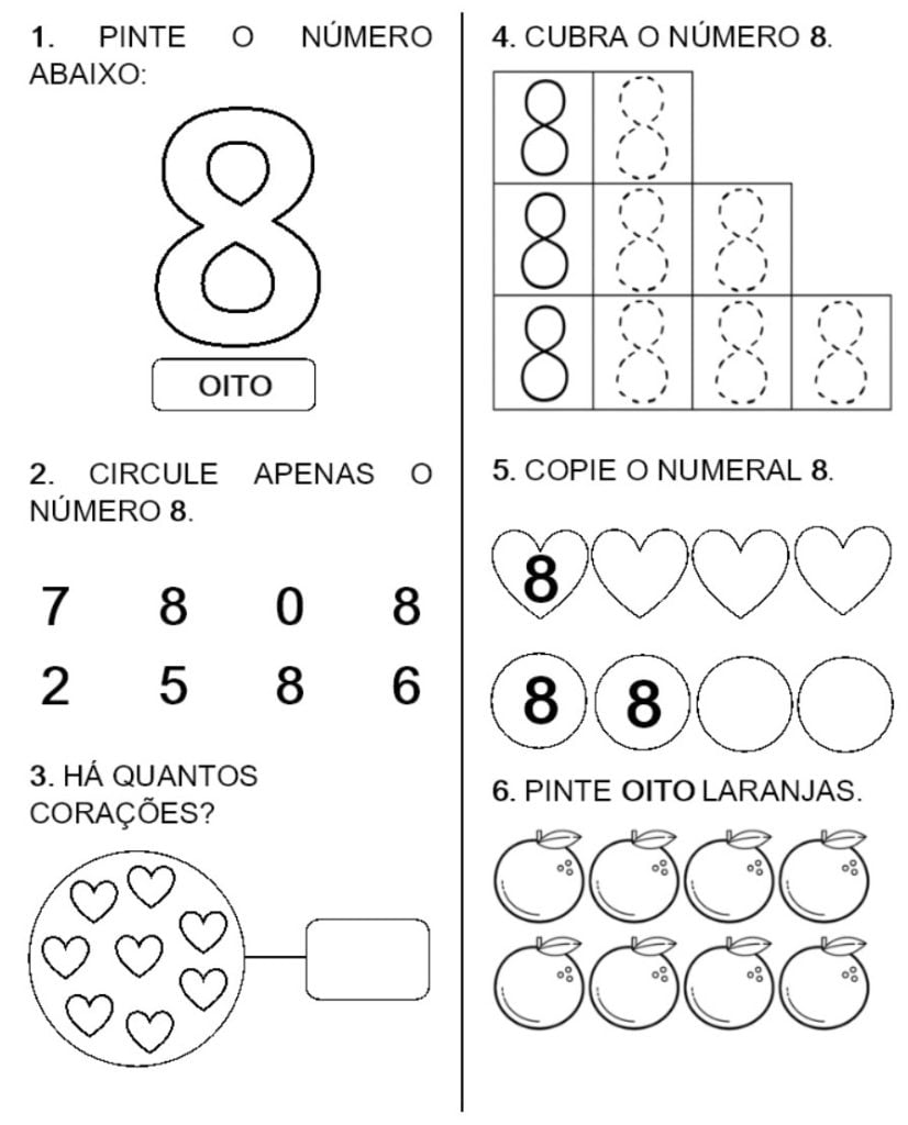 exercicio número 8 para imprimir escola