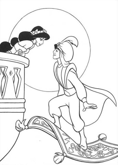 Desenhos-para-colorir-Disney-aladin-no-tapete-imprimir