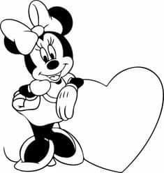 Desenhos-para-colorir-Disney-minnie-com-coracao