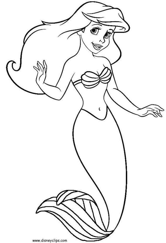 Desenhos-para-colorir-Disney-pequena-sereia