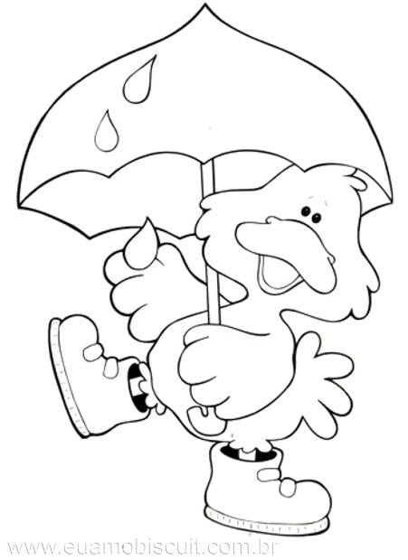 Desenhos-para-colorir-infantil-pattinho-com-guarda-chuva