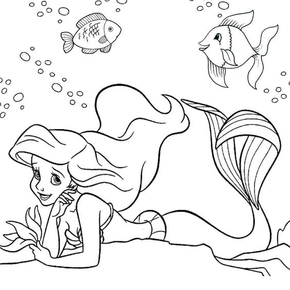 Desenhos-tumblr-para-colorir-facil-infantil-pequena-sereia