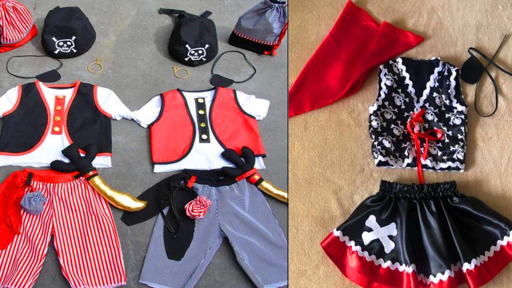 Fantasia de pirata infantil feminina masculina para carnaval festa