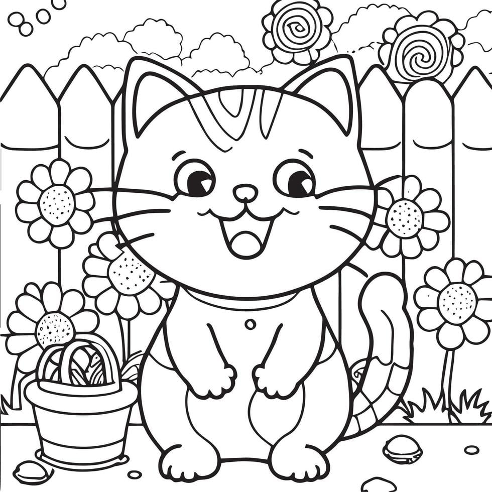 Gatinho brincando colorir