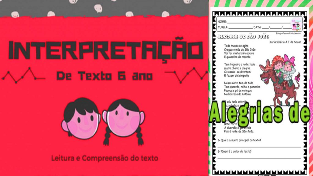 Interpretação de texto 6º ano com atividades imprimir