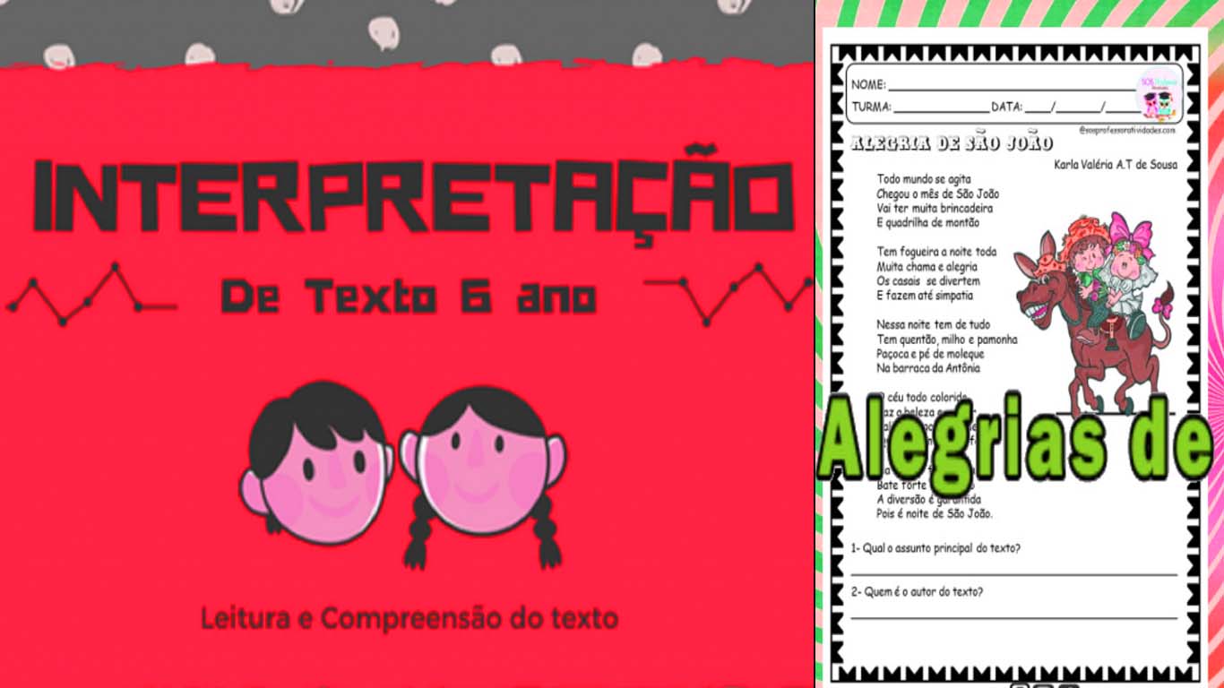 Interpretação de texto 6º ano com atividades imprimir