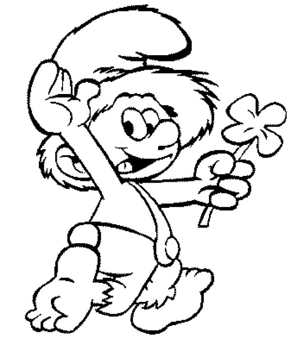 desenhos-para-colorir-smurf-com-flor