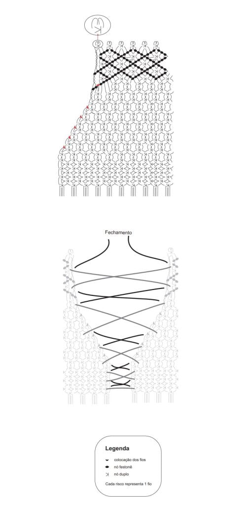 grafico saia longa de croche macrame