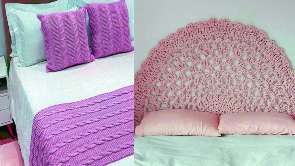 trabalhos de crochê diferentes para decorar o quarto de casal