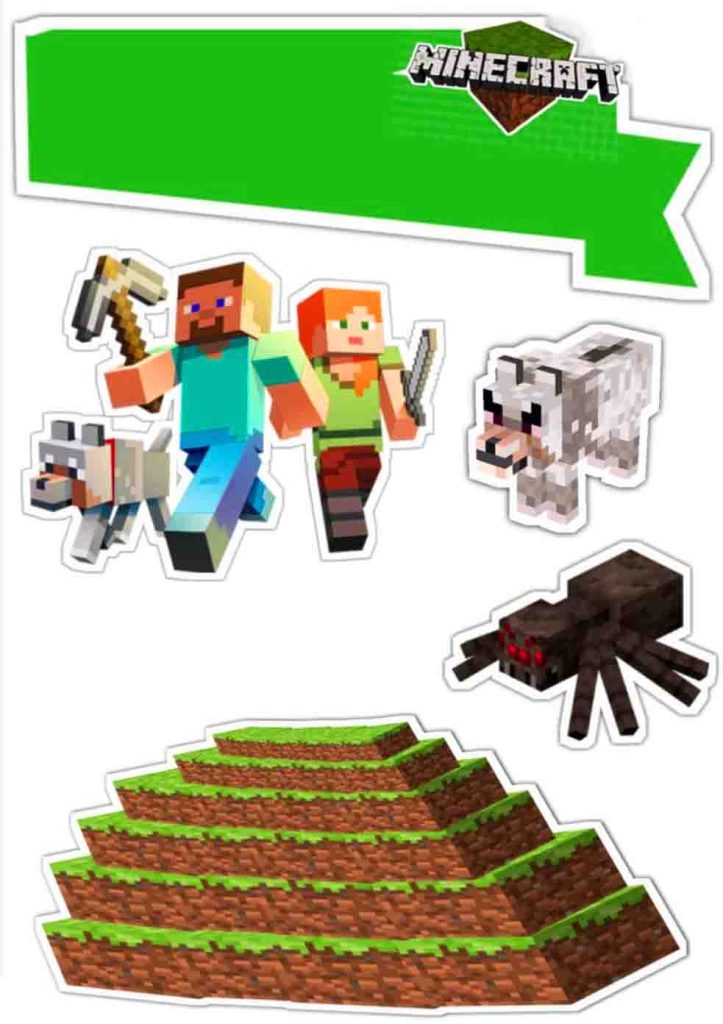 Topo de bolo Minecraft aniversario