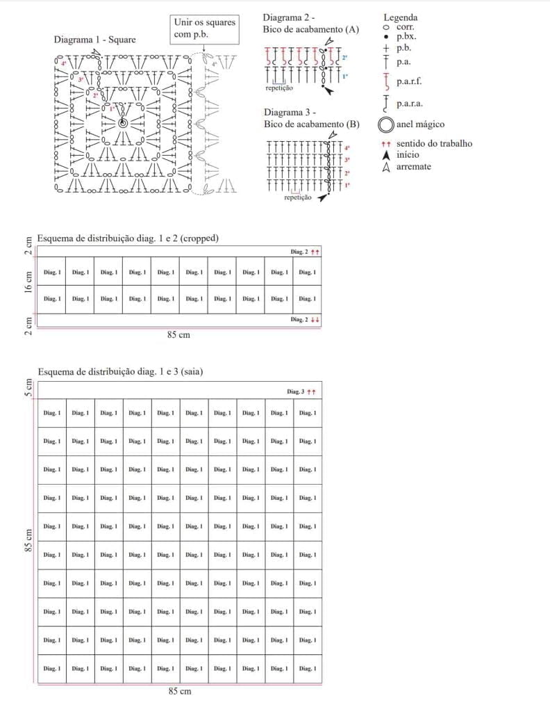 grafico conjunto square de croche