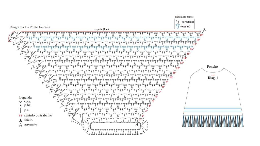 poncho de croche gráfico