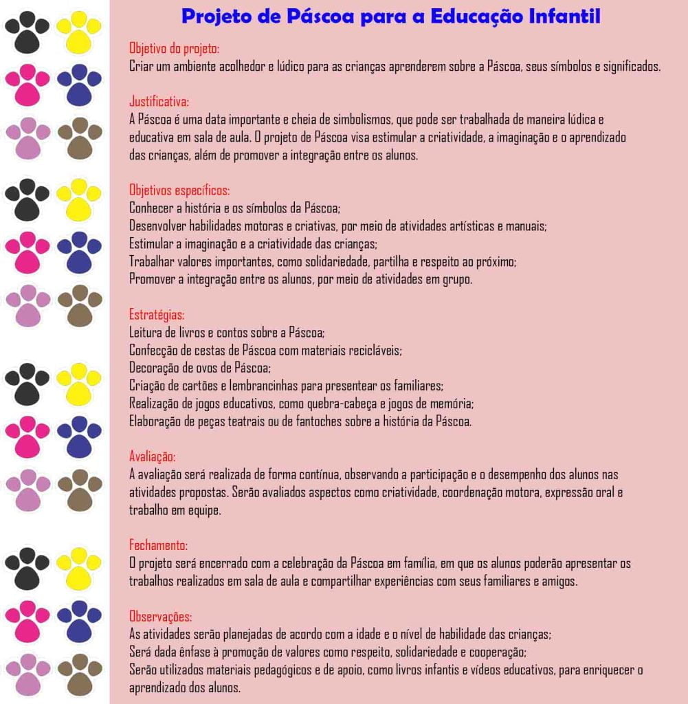 projeto pascoa educação infantil
