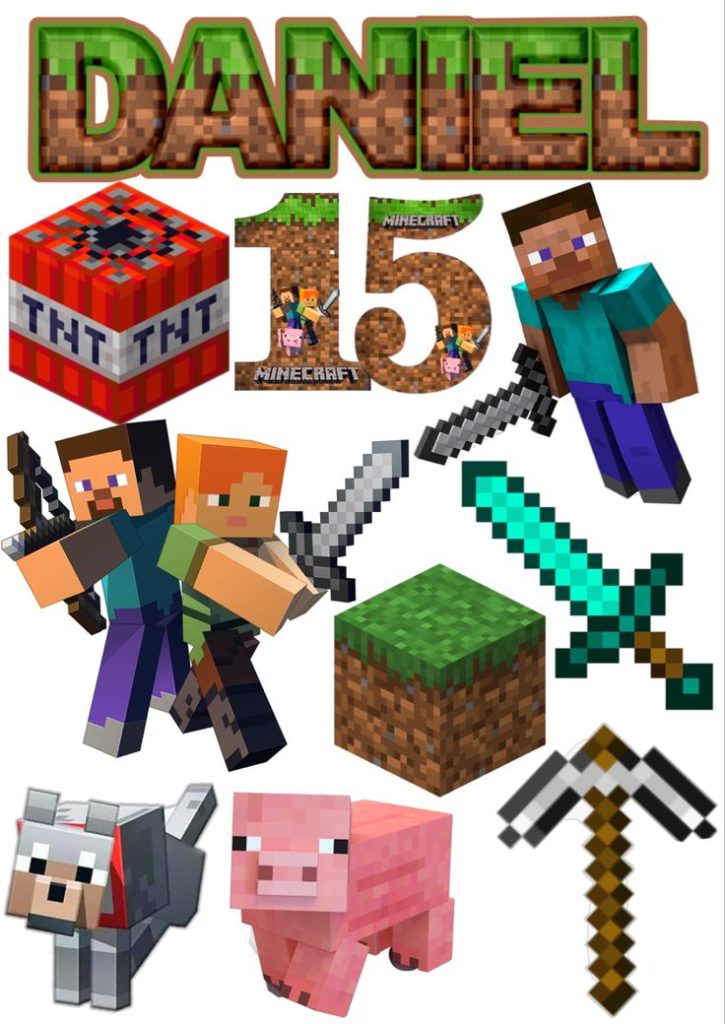 topper de bolo Minecraft aniversario