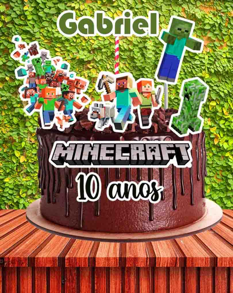 topper de bolo Minecraft modelo aniverasrio