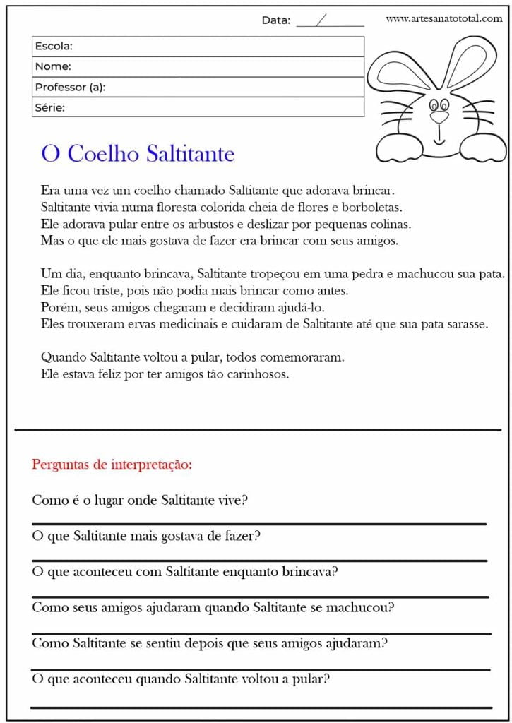 atividade interpretação de texto 2 ano educação infantil