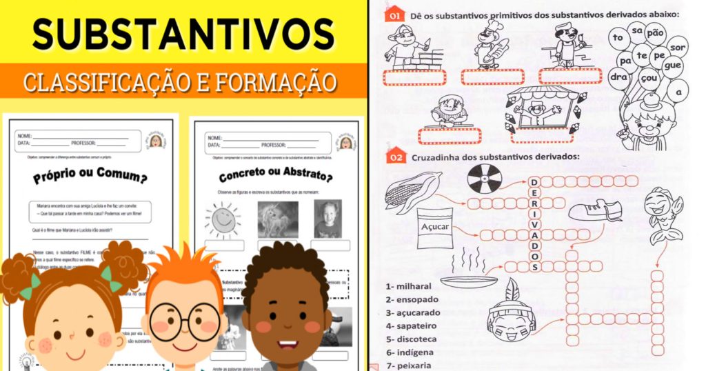 Substantivos atividades 1 2 3 4 5 ano