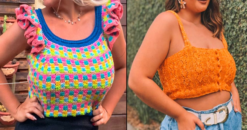 Top Cropped em Crochê Plus Size