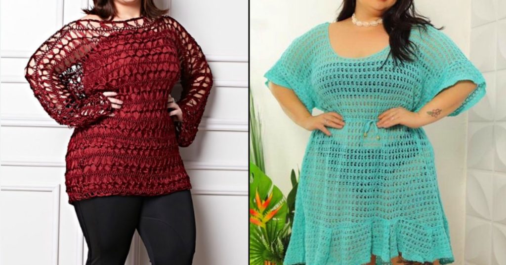 Túnica Plus Size de crochê