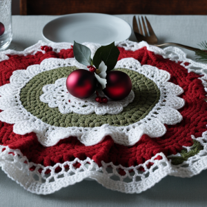 Decoração de Mesa Natalina com Detalhes em Crochê: Delicadeza e Beleza em Cada Ponto